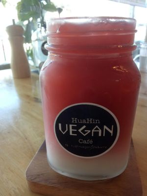 Rose iced tea at Hua Hin Vegan Cafe and Wine in Hua Hin