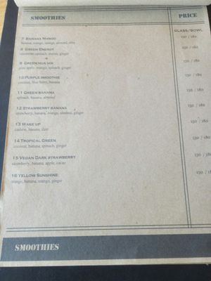 Menu at Hua Hin Vegan Cafe and Wine in Hua Hin