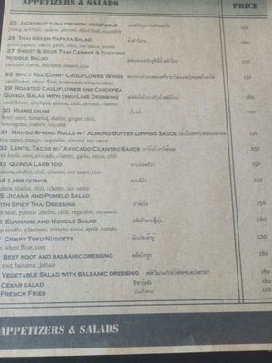 Menu at Hua Hin Vegan Cafe and Wine in Hua Hin