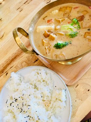 Massaman curry at Hua Hin Vegan Cafe and Wine in Hua Hin