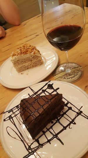 Vegan Chocolate Cake. Very rich, delicious & perfect with a glass of red wine.  at Hua Hin Vegan Cafe and Wine in Hua Hin