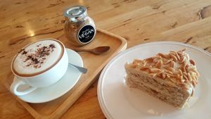 Vegan Almond Cake...BEST CAKE EVER!  at Hua Hin Vegan Cafe and Wine in Hua Hin