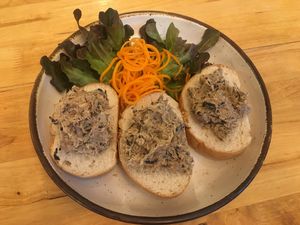 Jackfruit tuna melt. Our favourite! at Hua Hin Vegan Cafe and Wine in Hua Hin