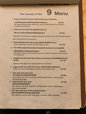 Menu at Hua Hin Vegan Cafe and Wine in Hua Hin