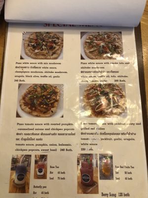 The pizzas. We had the pumpkin one. Yum   at Hua Hin Vegan Cafe and Wine in Hua Hin