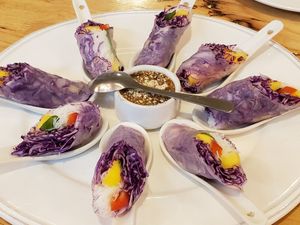 Mango fresh rolls at Hua Hin Vegan Cafe and Wine in Hua Hin