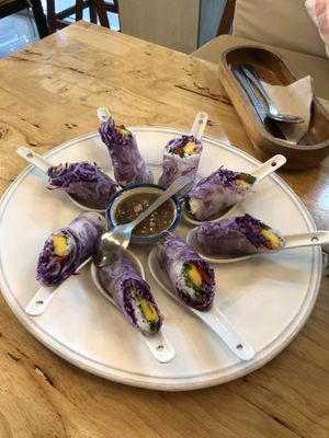 Summer rolls with mango at Hua Hin Vegan Cafe and Wine in Hua Hin