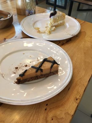 1/2 peanut butter pie & 1/2 carrot cake (organic and vegan) at Hua Hin Vegan Cafe and Wine in Hua Hin