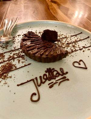 Crillon Pie dessert. AMAZING and un-missable 🌟  #Veganuary at Justbe by Nidhi Nahata in Bangalore