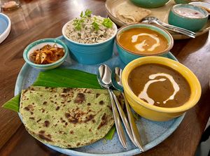 ‘Parathe Waali Gully’ - curries, breads, rice and condiments  #Veganuary at Justbe by Nidhi Nahata in Bangalore
