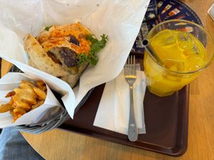 Value Set w/Full Sandwich, Mesh Fries and Mango Juice at Falafel Brothers - Minato in Tokyo