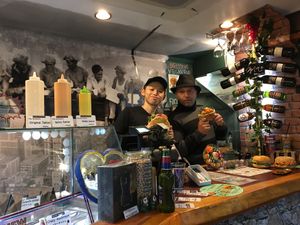 Daisuke and Amnon providing awesome, personable service! at Falafel Brothers - Minato in Tokyo