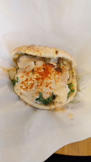 Falafel sandwich with hummus at Falafel Brothers - Minato in Tokyo