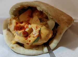Falafel pita with spicy hini at Falafel Brothers - Minato in Tokyo