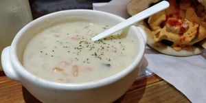Vegan "clam" chowder at Falafel Brothers - Minato in Tokyo