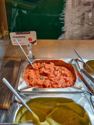 Cheesy tomato sauce (recommended!) at Falafel Brothers - Minato in Tokyo