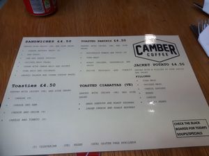 Menu Part 1. at Camber Coffee in Newcastle Upon Tyne