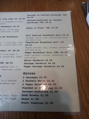 Menu Part 2. at Camber Coffee in Newcastle Upon Tyne