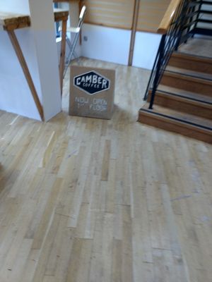 up the stairs at Camber Coffee in Newcastle Upon Tyne