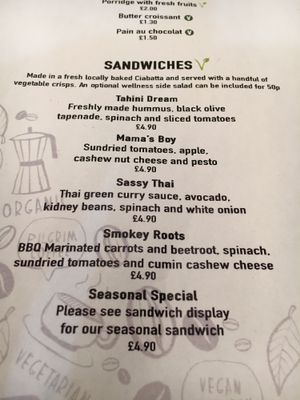 Menu at Camber Coffee in Newcastle Upon Tyne