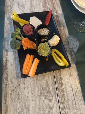Humus sharing platter starter.  at Chef Momo in Cartagena