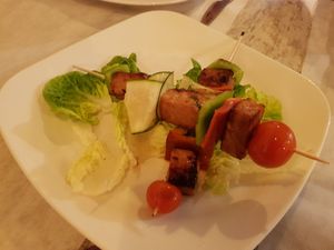 Tempeh brocheta (tempeh was amazing!) at Chef Momo in Cartagena