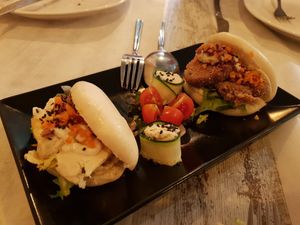 Bao buns - one tofu, one seitan at Chef Momo in Cartagena