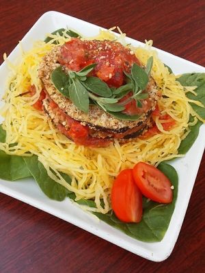 Eggplant Parm w/ spaghetti squash at Wicked Fitness Healthy Kitchen in Myrtle Beach