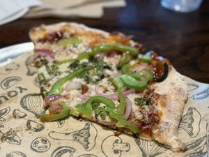 BBQ Pizza with vegan cheese, cilantro, green peppers and red onions  at Your Pie in Indio