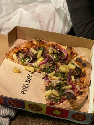 Vegan Hawaiian pizza at Your Pie in Indio