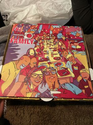 Cool artwork on boxes at Your Pie in Indio