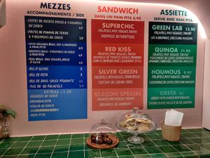 Menu at Green Lab in Montpellier