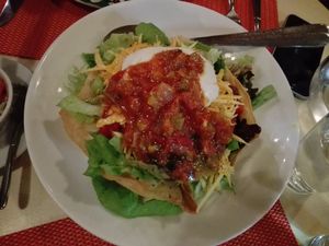 Aztec salad with vegan sour cream at Aztec in Athens