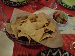 nachos with guacamole at Aztec in Athens