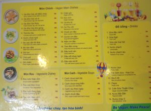 Menu card 1 of 2 at Loving Hut - Ba Dinh in Hanoi