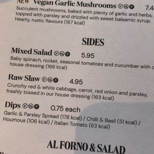 vegan menu - sides  at Pizza Express in Wokingham