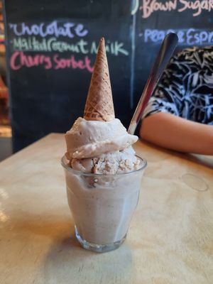 Malted coconut milk (1 scoop) at Ginger's Comfort Emporium in Manchester