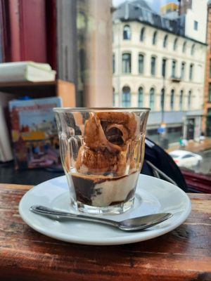 Affogato with malted coconut ice cream at Ginger's Comfort Emporium in Manchester