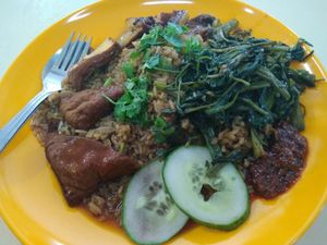 Vegetarian Duck Rice with added kangkong at Tian Yuan 天元斋 in Central Singapore