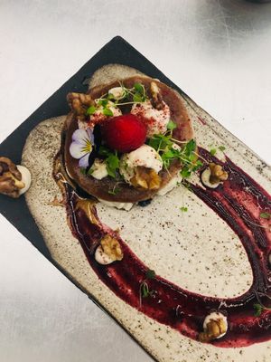 Raw pancakes  at Essence Cuisine in East London