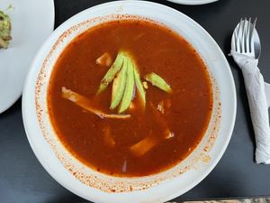 Vegan Aztec soup at Santo Cafe in Guanajuato
