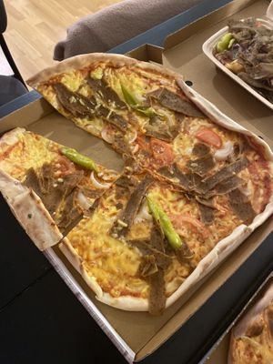 Kebab pizza  at Mamma Rosa in Sodertalje