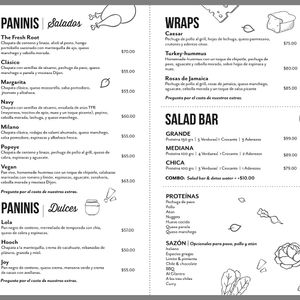 part of the Menu  at The Fresh Root in Mexico City