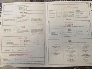 Vegan Menu - as of June 2021 at Giggling Squid in Reigate