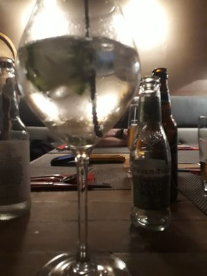 Seedlip Garden - Made from Seedlip - the world's first distilled non-alcoholic spirit and a great alternative to gin! Mixed with refreshing Fever Tree elderflower tonic and cucumber. Sugar-free, allergen-free, calorie-free, and sweetener-free! at Giggling Squid in Reigate