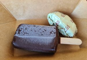 Icecream vegan chocolate and strawberry and orange chocolate at Papadaki Afoi in Crete