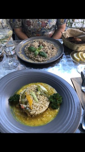 Risotto and lentil dahl  at MU-Food in Geneva