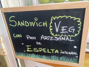blackboard: sandwiches are made with artisanal whole spelt bread at Tapas del Huerto in Tenerife
