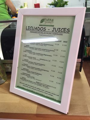juices at Tapas del Huerto in Tenerife
