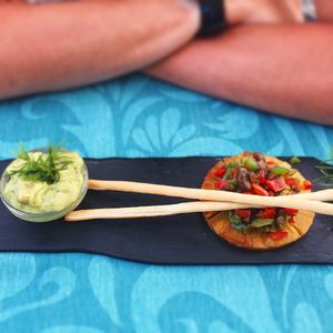 Grilled pineapple with guacamole  at The Town in Funchal